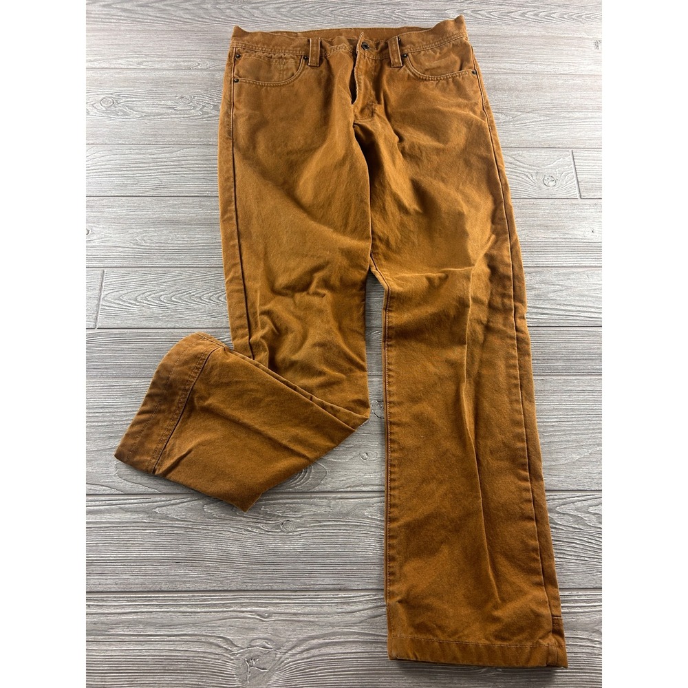 Filson Dry Tin Cloth Five-Pocket Pants Mens 32 Whiskey Brown Straight Leg Work